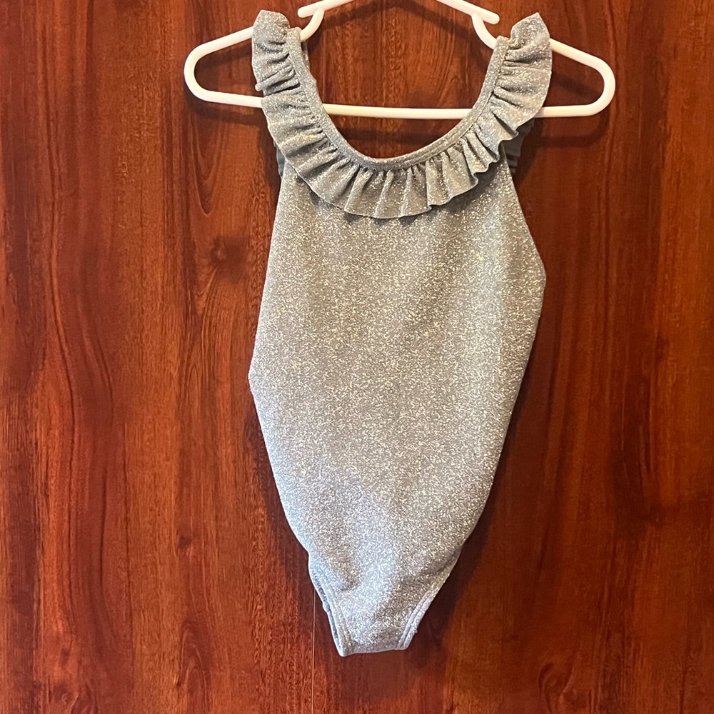 Muted Blue Sparkly Ruffle Swimsuit